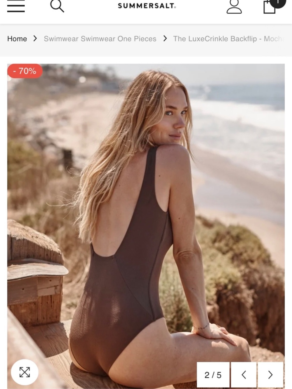 Summersalt LuxeCrinkle Backflip Swimsuit - Mocha - Picture 2 of 4